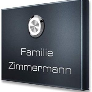 Metzler Funkklingel Aufputz | Kabelgebunden mit LED Drucktaster | Elegant in RAL 7016 für Ihr Zuhause | Größe: 110 x 80