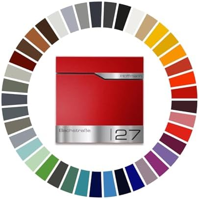 Siebert Metzler Briefkasten Basaltgrau RAL7012 mit Zeitungsfach & Edelstahl Namensschild – langlebig & modern für Ihr Zu