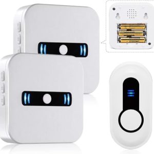 SANJIE Funkklingel IP55 - Wasserdichte, batteriebetriebene Türklingel mit 55 Melodien für Außenbereiche