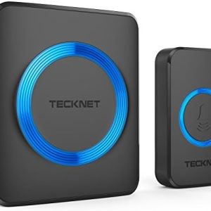 TECKNET Funkklingel Set – Wasserdichte Türklingel für Außen, 400m Reichweite, 60 Melodien und LED-Blitz