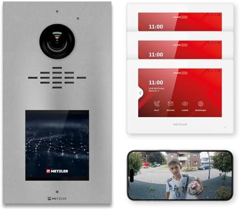 Metzler HD-Türsprechanlage mit App-Steuerung, vandalismussicher für 1-500 Parteien, elegantes Design in Verkehrsweiß RAL