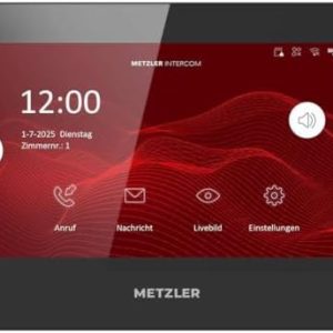 Metzler VDM10 |0 Innenstation für Smart Homes, 7 Zoll Touchscreen, LAN + PoE, Schwarz