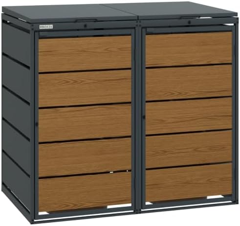 Mülltonnenbox 4er für 120 Liter | Golden Oak | Wetterfeste Mülltonnenverkleidung für den Garten