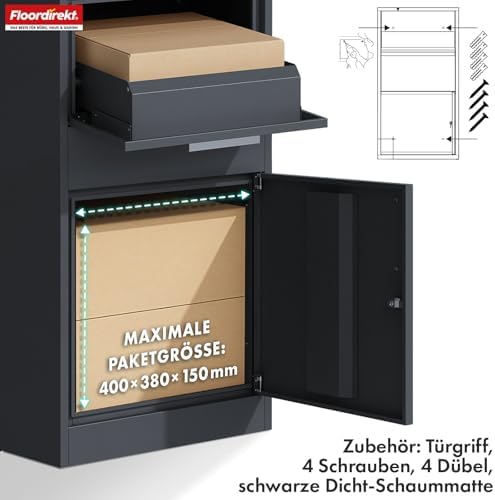 Floordirekt Paketbriefkasten XXL rostfrei und modern mit Zylinderschloss - perfekte Postlösung für Ihr Zuhause