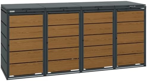 Mülltonnenbox 4er für 120 Liter | Golden Oak | Wetterfeste Mülltonnenverkleidung für den Garten