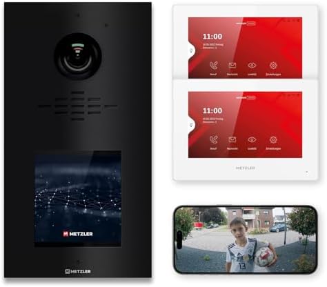 Metzler HD-Türsprechanlage mit App-Steuerung, vandalismussicher für 1-500 Parteien, elegantes Design in Verkehrsweiß RAL