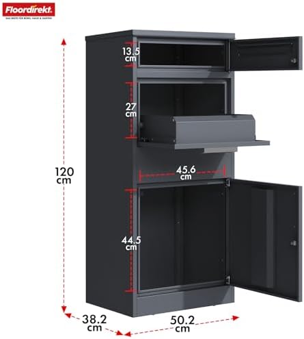 Floordirekt Paketbriefkasten XXL rostfrei und modern mit Zylinderschloss - perfekte Postlösung für Ihr Zuhause
