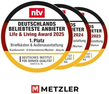 Siebert Metzler Briefkasten Basaltgrau RAL7012 mit Zeitungsfach & Edelstahl Namensschild – langlebig & modern für Ihr Zu