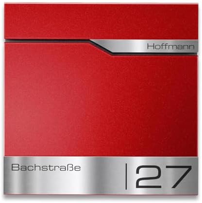 Siebert Metzler Briefkasten Basaltgrau RAL7012 mit Zeitungsfach & Edelstahl Namensschild – langlebig & modern für Ihr Zu