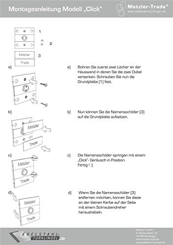 Metzler Edelstahl Zwei-Familien Türklingel - modernes Design mit Namensschildern - ideal für Mehrfamilienhäuser in Anthr
