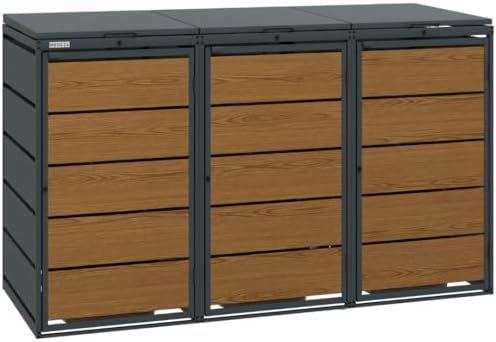 Mülltonnenbox 4er für 120 Liter | Golden Oak | Wetterfeste Mülltonnenverkleidung für den Garten