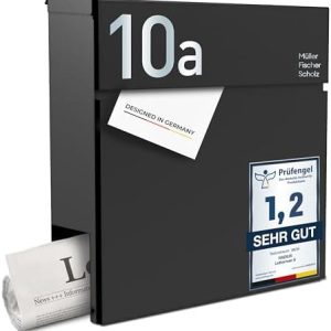 Radius Designer Briefkasten Anthrazit – Personalisierbar mit Lasergravur – Edelstahl V2A für Ihr Zuhause – 10 Jahre Gara