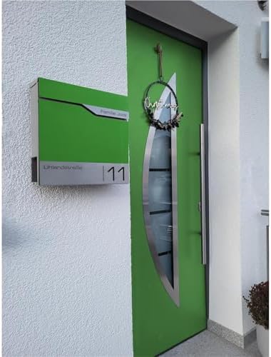 Siebert Metzler Briefkasten Basaltgrau RAL7012 mit Zeitungsfach & Edelstahl Namensschild – langlebig & modern für Ihr Zu