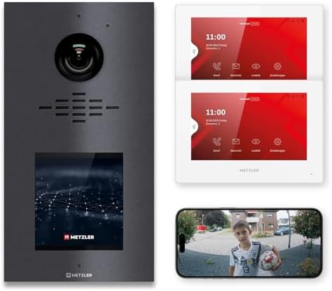 Metzler HD-Türsprechanlage mit App-Steuerung, vandalismussicher für 1-500 Parteien, elegantes Design in Verkehrsweiß RAL