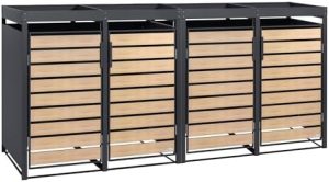 Zelsius Mülltonnenbox 4er mit Pflanzdach | Anthrazit RAL 7016 | Stilvolle Aufbewahrung im Garten