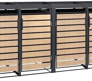 Zelsius Mülltonnenbox 4er mit Pflanzdach | Anthrazit RAL 7016 | Stilvolle Aufbewahrung im Garten