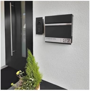 Metzler Briefkasten Anthrazit mit Zeitungsfach - personalisierter Wandbriefkasten aus massivem Stahl | Modell Stencil 2