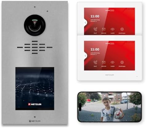 Metzler HD-Türsprechanlage mit App-Steuerung, vandalismussicher für 1-500 Parteien, elegantes Design in Verkehrsweiß RAL