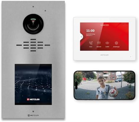 Metzler HD-Türsprechanlage mit App-Steuerung, vandalismussicher für 1-500 Parteien, elegantes Design in Verkehrsweiß RAL