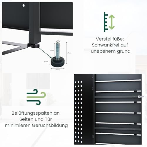 CHOSHOME Mülltonnenbox 4er - Wetterfester & abschließbarer Stahl für 4 Mülltonnen im Garten, erweiterbar, Anthrazit