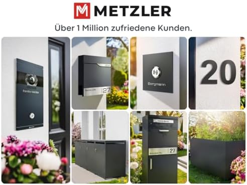Metzler Edelstahl Türklingel V2A - Modernes Design in Anthrazit RAL 7016 mit gravierbarem LED-Taster für wasserdichte Mo