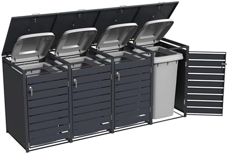 ESTEXO Mülltonnenbox Anthrazit - Robuste Mülltonnenverkleidung mit Deckel für Garten und Terrasse (4 Türen)