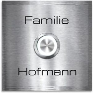 Metzler Edelstahl Türklingel mit Gravur - LED-beleuchtet, moderne Klingel für Zuhause - 80 x 80 mm