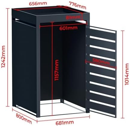 Metzler Mülltonnenbox 2er 240L Anthrazit & Holzoptik mit Pflanzdach für Garten – Rostfrei & abschließbar!