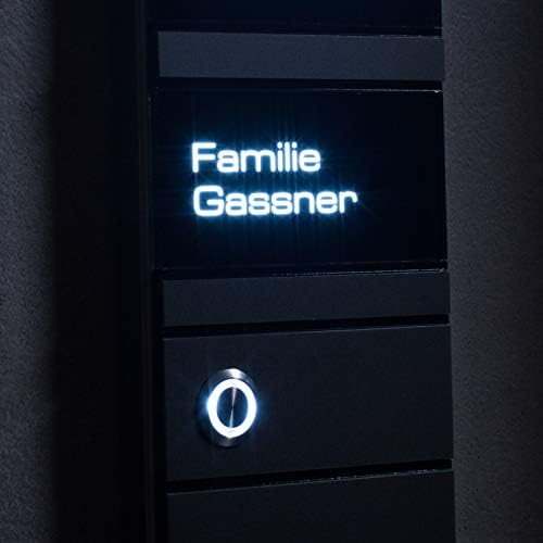 Metzler Design Edelstahl Türklingel mit LED-Beleuchtung – Austauschbares Namensschild für individuelle Beschriftung – Mo