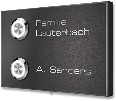 Metzler Edelstahl Aufputz Türklingel mit Gravur - Einfache Montage & anthrazit Pulverbeschichtung für moderne Eingänge -
