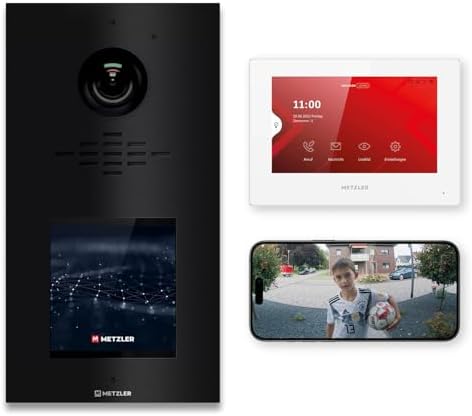 Metzler HD-Türsprechanlage mit App-Steuerung, vandalismussicher für 1-500 Parteien, elegantes Design in Verkehrsweiß RAL