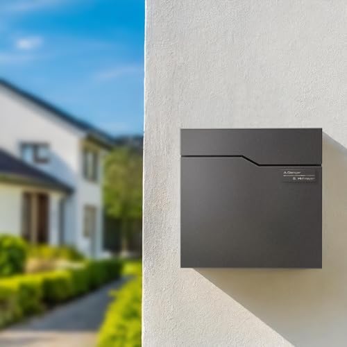 Metzler Edelstahlschild mit Briefsymbol für Paketboxen - Hochwertige Kennzeichnung in Anthrazit RAL 7016