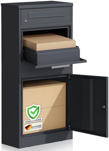 Floordirekt Paketbriefkasten XXL rostfrei und modern mit Zylinderschloss - perfekte Postlösung für Ihr Zuhause