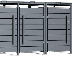 CHOSHOME Mülltonnenbox 4er - Wetterfester & abschließbarer Stahl für 4 Mülltonnen im Garten, erweiterbar, Anthrazit