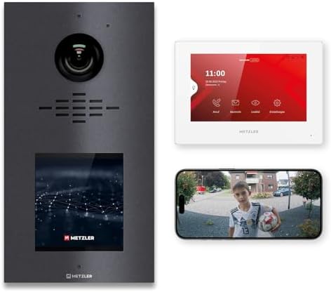 Metzler HD-Türsprechanlage mit App-Steuerung, vandalismussicher für 1-500 Parteien, elegantes Design in Verkehrsweiß RAL