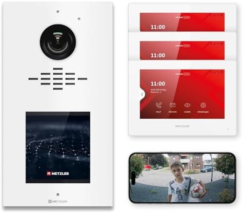 Metzler HD-Türsprechanlage mit App-Steuerung, vandalismussicher für 1-500 Parteien, elegantes Design in Verkehrsweiß RAL