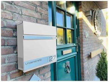 Metzler Briefkasten Anthrazit mit Zeitungsfach - personalisierter Wandbriefkasten aus massivem Stahl | Modell Stencil 2