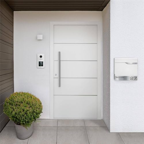 Metzler HD-Türsprechanlage mit App-Steuerung, vandalismussicher für 1-500 Parteien, elegantes Design in Verkehrsweiß RAL