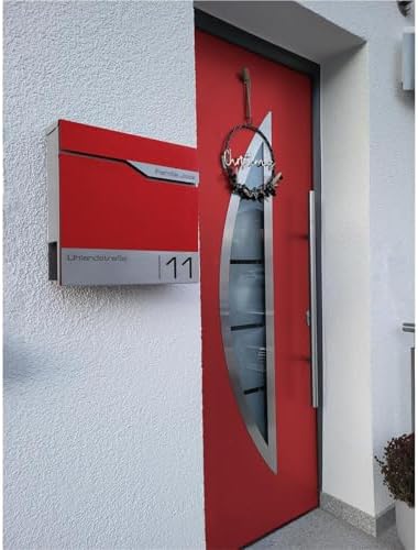 Siebert Metzler Briefkasten Basaltgrau RAL7012 mit Zeitungsfach & Edelstahl Namensschild – langlebig & modern für Ihr Zu