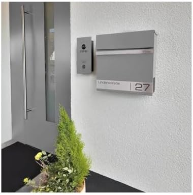 Metzler Briefkasten Anthrazit mit Zeitungsfach - personalisierter Wandbriefkasten aus massivem Stahl | Modell Stencil 2