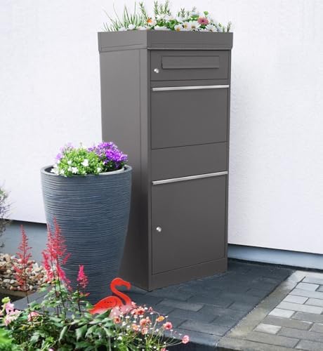 Metzler Briefkasten mit Paketfach, abschließbar, wetterfest und personalisierbar - ideal für Garten und Eingangsbereich