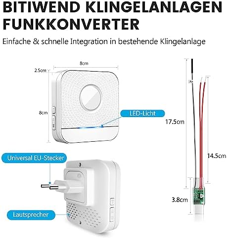 BITIWEND Funk Signalweiterleitung Set – Türklingel Erweiterung 3-24V AC/DC mit Empfänger für optimale Reichweite zuhause