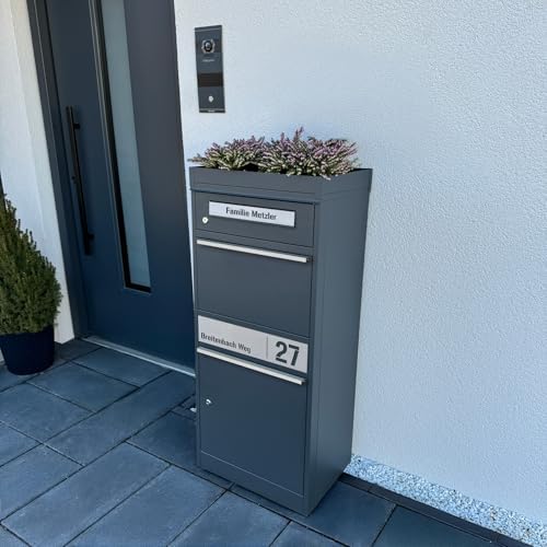 Metzler Briefkasten mit Paketfach, abschließbar, wetterfest und personalisierbar - ideal für Garten und Eingangsbereich