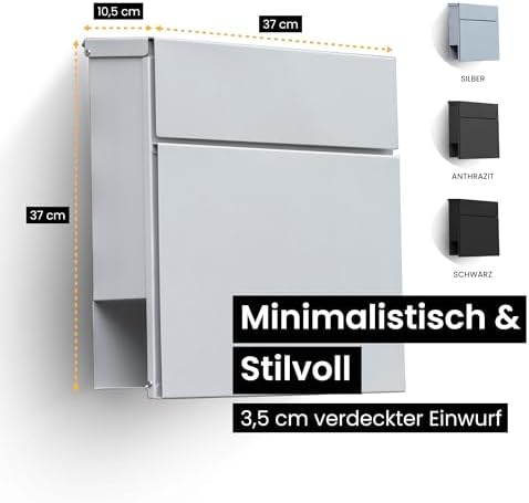 Radius Designer Briefkasten Anthrazit – Personalisierbar mit Lasergravur – Edelstahl V2A für Ihr Zuhause – 10 Jahre Gara