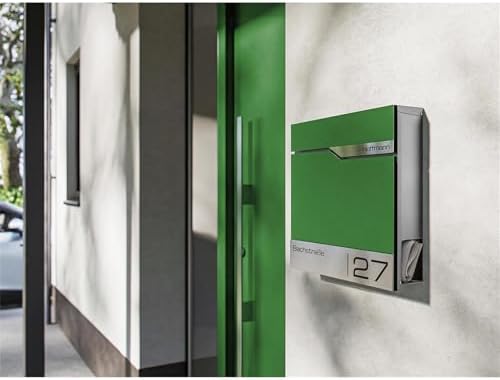 Siebert Metzler Briefkasten Basaltgrau RAL7012 mit Zeitungsfach & Edelstahl Namensschild – langlebig & modern für Ihr Zu