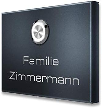 Metzler Edelstahl Aufputz Türklingel mit Gravur - Einfache Montage & anthrazit Pulverbeschichtung für moderne Eingänge -