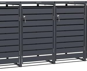 ESTEXO Mülltonnenbox Anthrazit - Robuste Mülltonnenverkleidung mit Deckel für Garten und Terrasse (4 Türen)