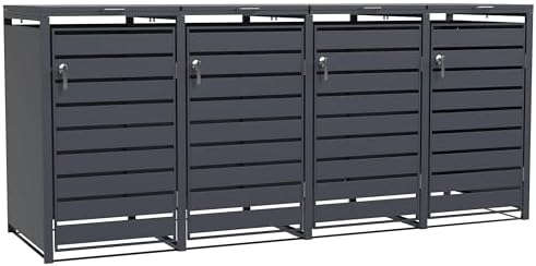 ESTEXO Mülltonnenbox Anthrazit - Robuste Mülltonnenverkleidung mit Deckel für Garten und Terrasse (4 Türen)