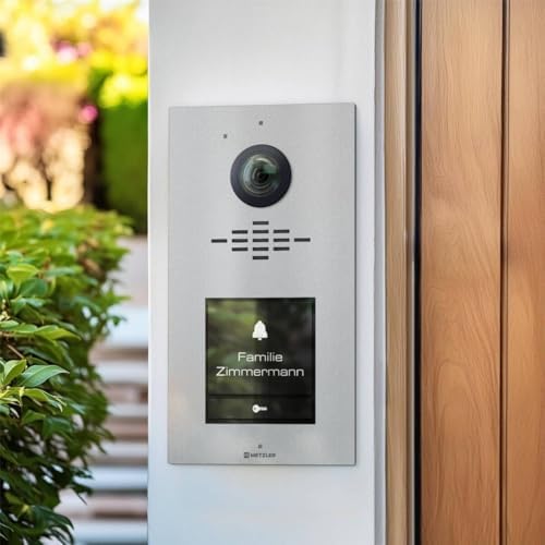 Metzler HD-Türsprechanlage mit App-Steuerung, vandalismussicher für 1-500 Parteien, elegantes Design in Verkehrsweiß RAL