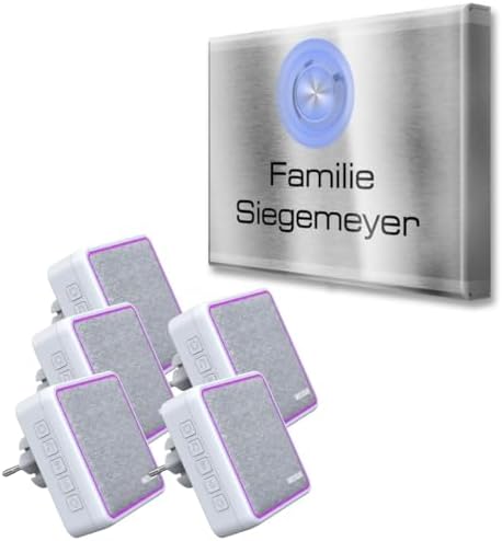 Metzler Kabellose Funkklingel - Hohe Reichweite & Wasserfest - Edelstahl Design für Wohnräume - 2 Empfänger